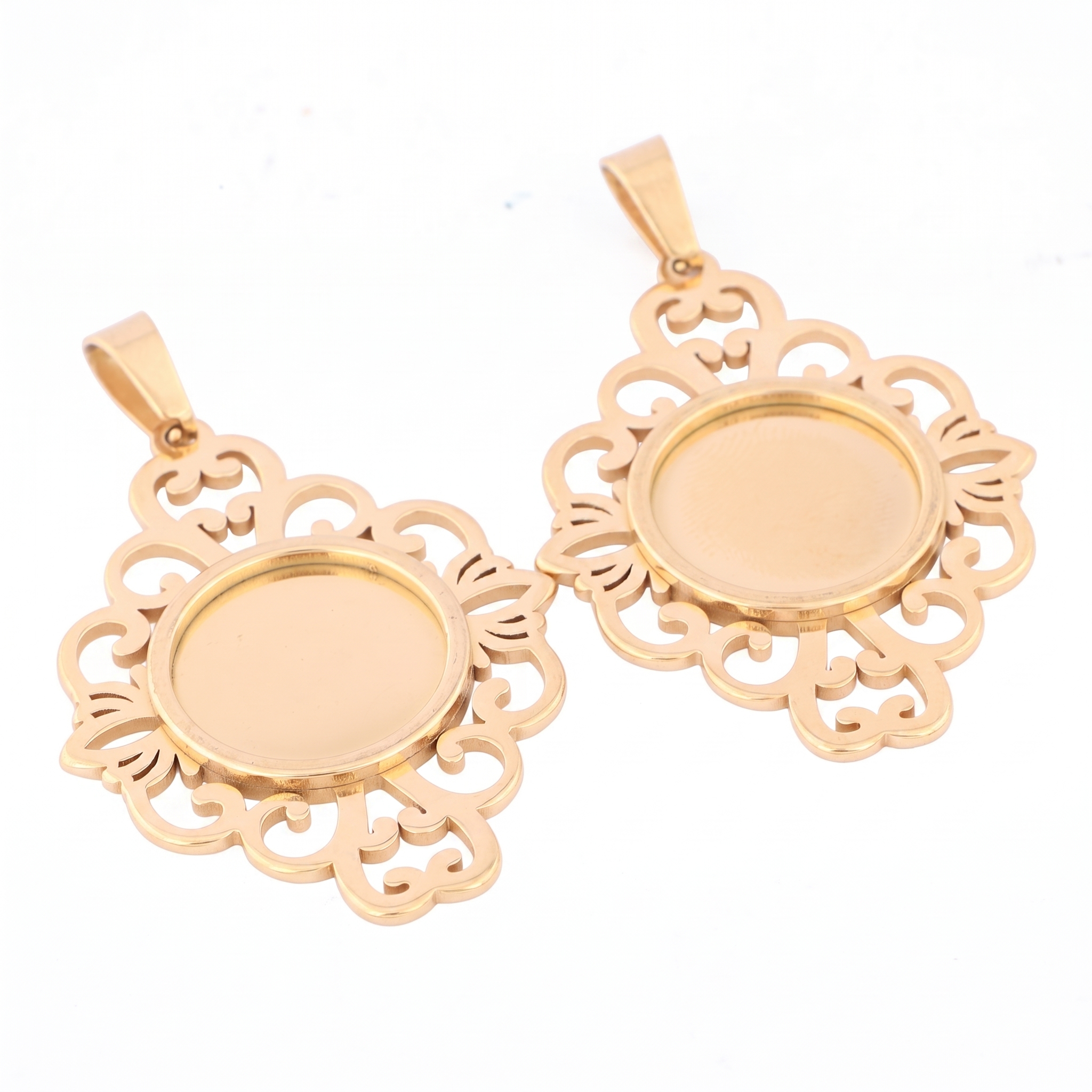 Jewelry Making Soldering Kit - 5pcs Stainless Steel Filigree Flower Cabochon