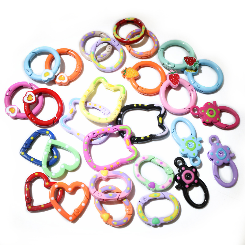 Jump Ring Assorted - 10pcs Random Colors Mix Heart Round