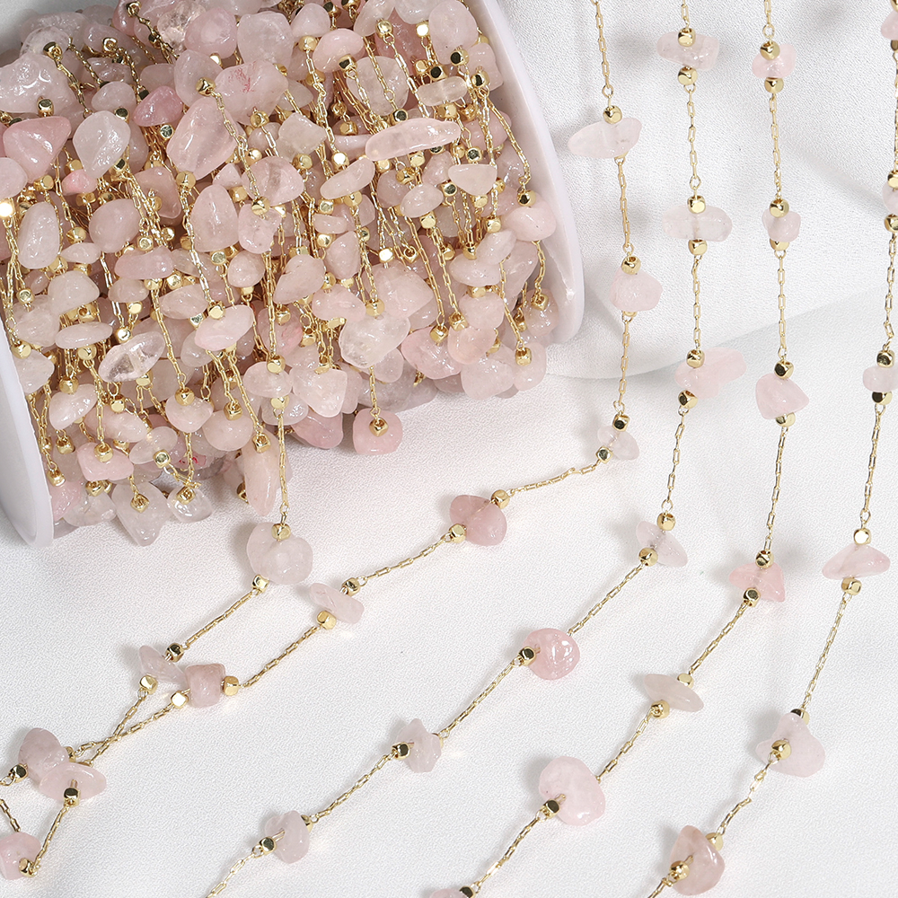Jewelry Making Light - 1meter Stone Chain Light Pink Gold