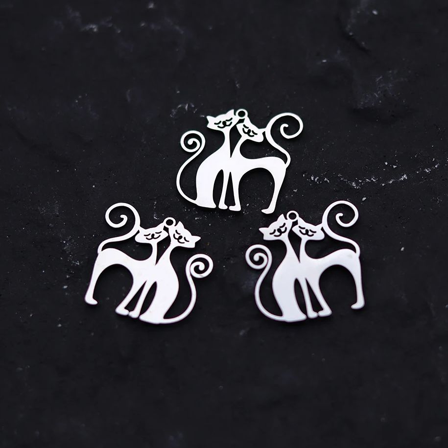 3pcs Cute Couple Cat Stainless - Jewelry Making For Couples ulasan dan harga