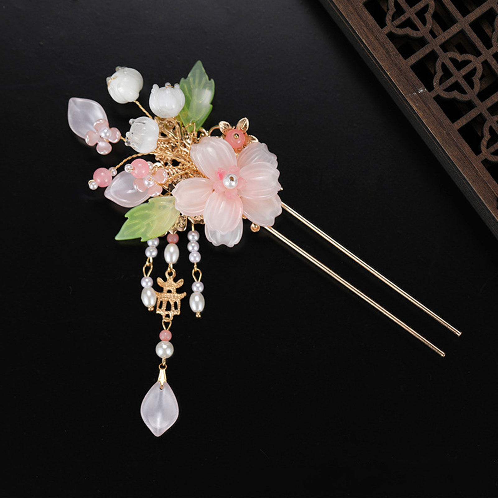 Elegant Pink Flower Hairpins R - Jewelry Making Adults ulasan dan harga