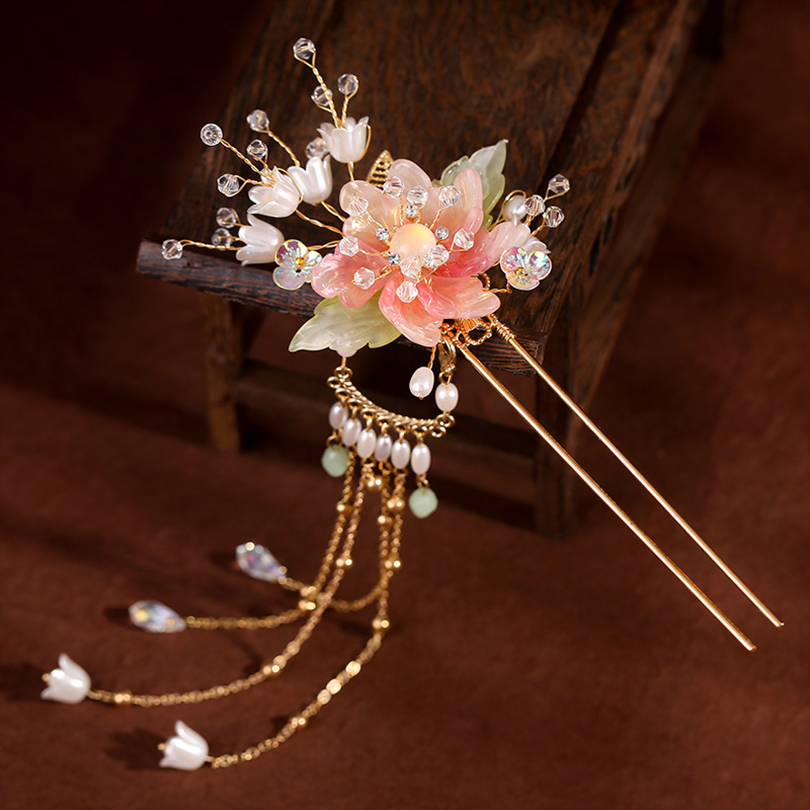 Elegant Pink Flower Hairpins R - Jewelry Making Adults ulasan dan harga