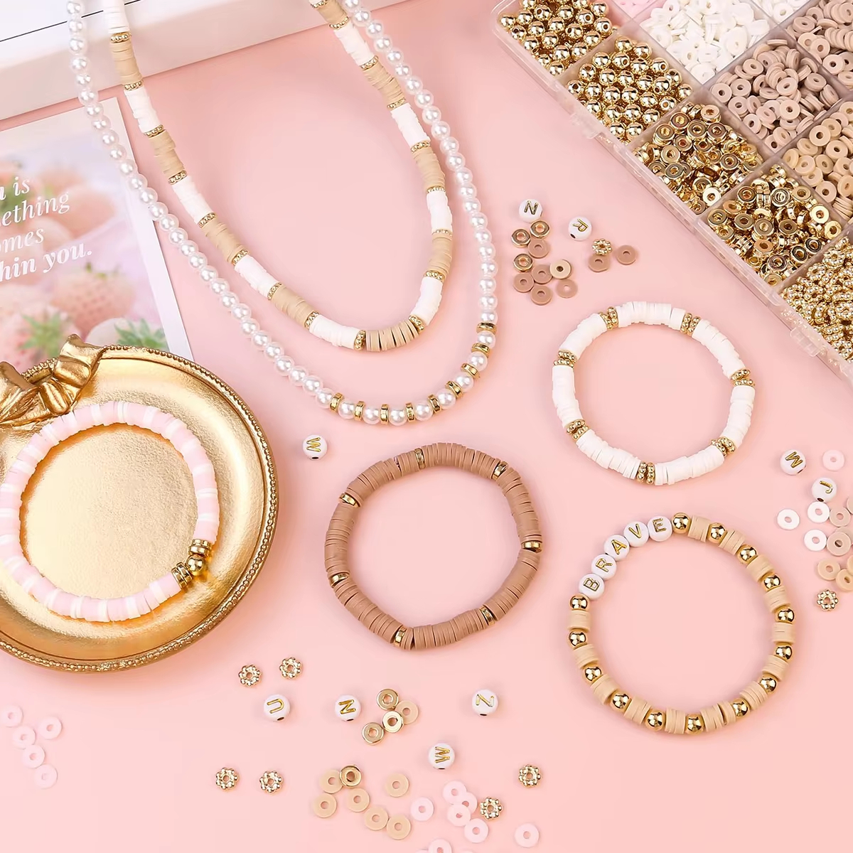 1970pcs light pink clay bead s - Jewelry Making Light ulasan dan harga