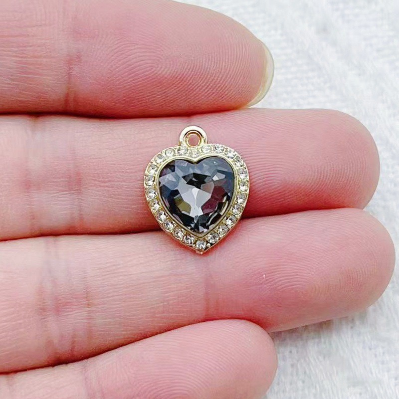 10pcs heart-shaped inlaid colo - Jewelry Making Factory ulasan dan harga