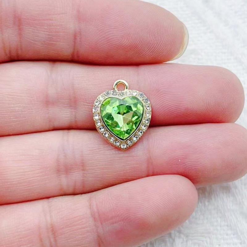 10pcs heart-shaped inlaid colo - Jewelry Making Factory ulasan dan harga