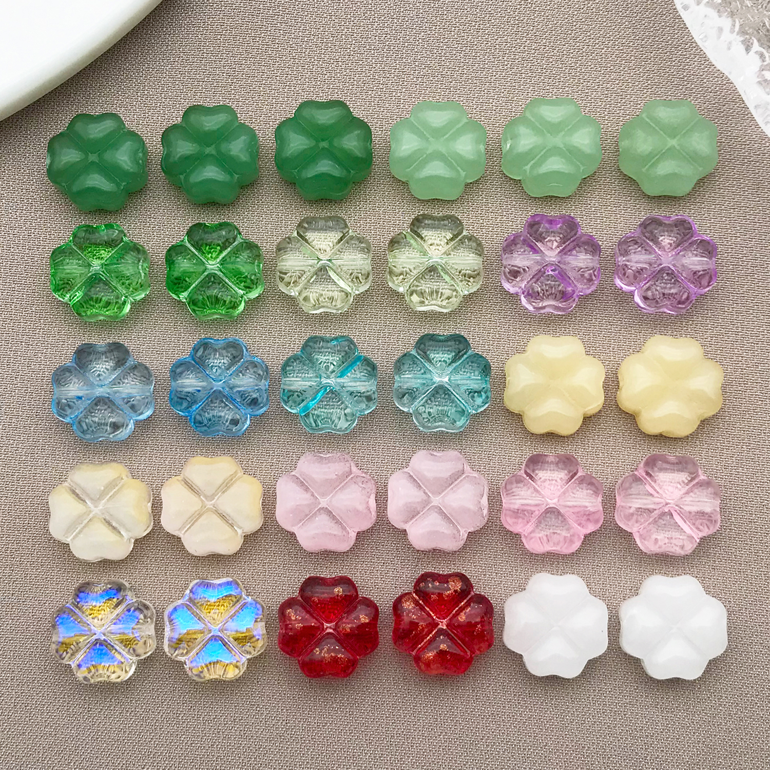 30pcs 10mm Glass Four Leaf Flo - Jewelry Making For Couples ulasan dan harga