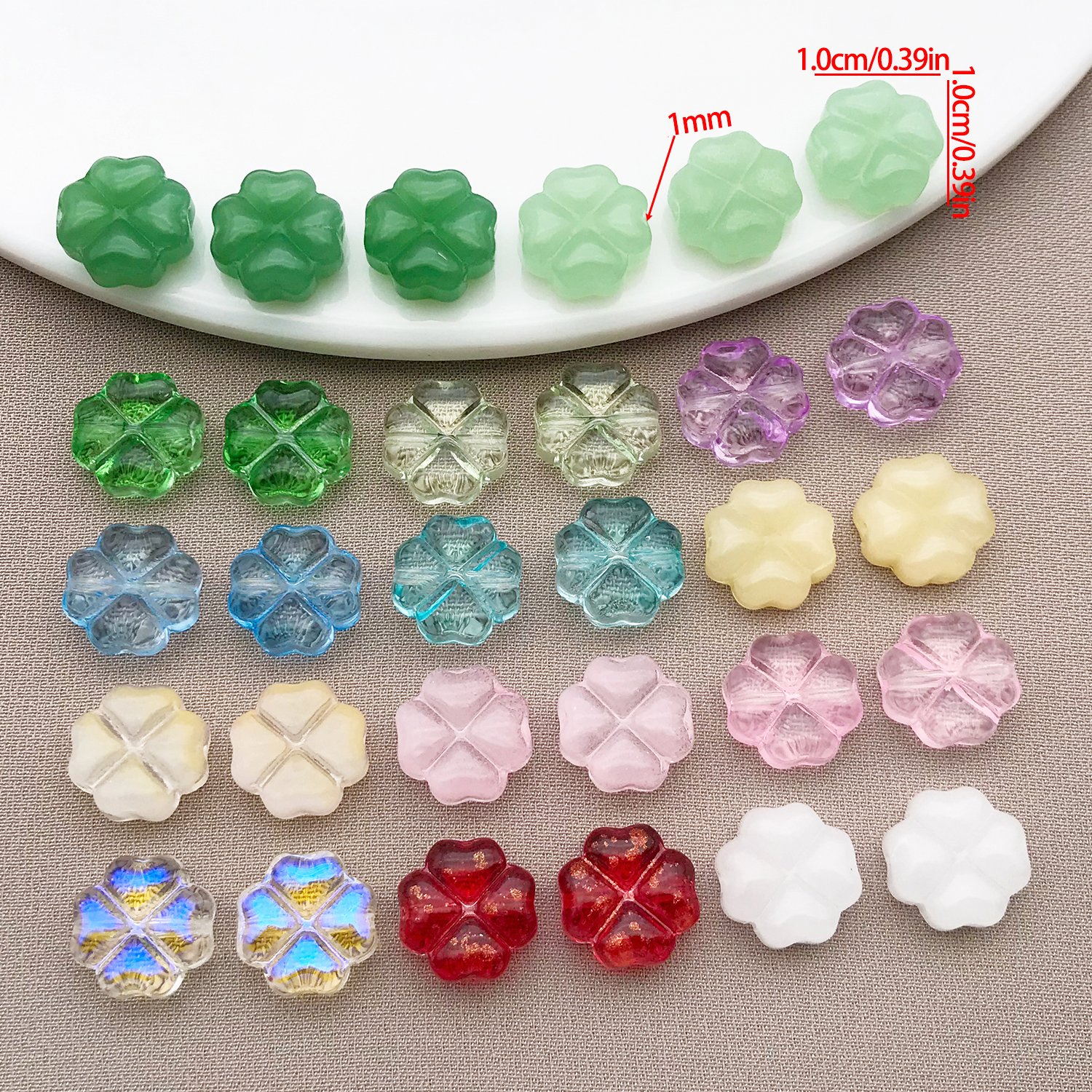 30pcs 10mm Glass Four Leaf Flo - Jewelry Making For Couples ulasan dan harga