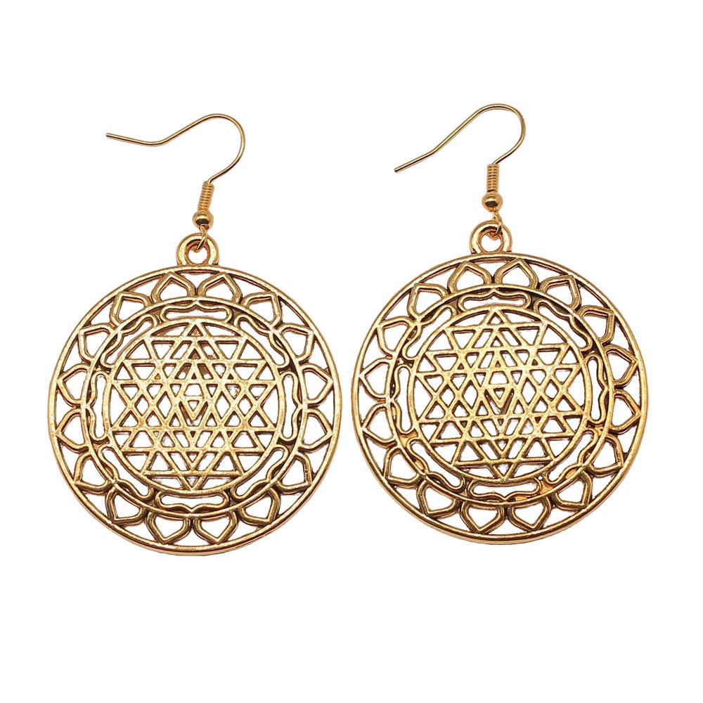 1pair Sri Yantra Pattern ear p - Jewelry Making For Couples ulasan dan harga