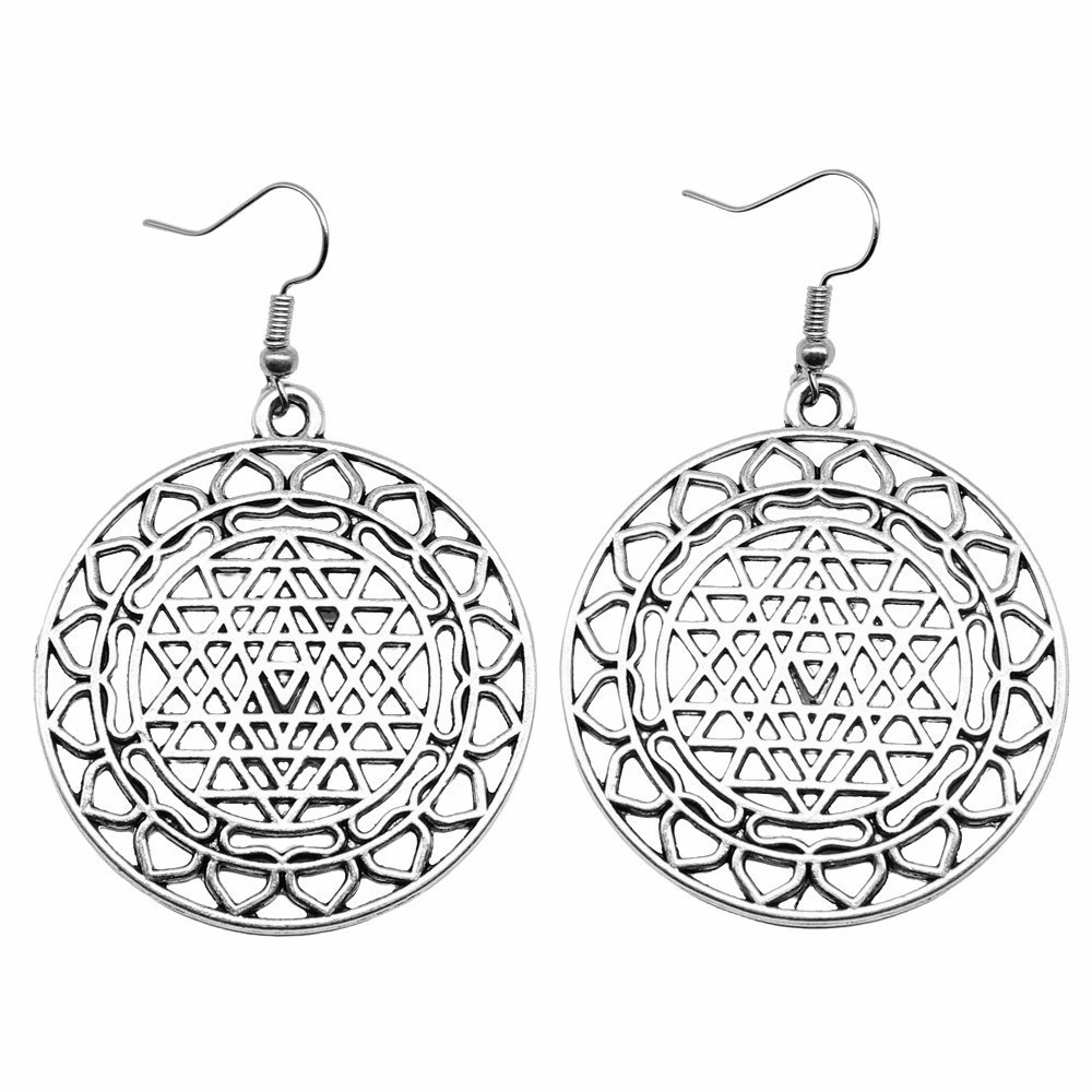 1pair Sri Yantra Pattern ear p - Jewelry Making For Couples ulasan dan harga