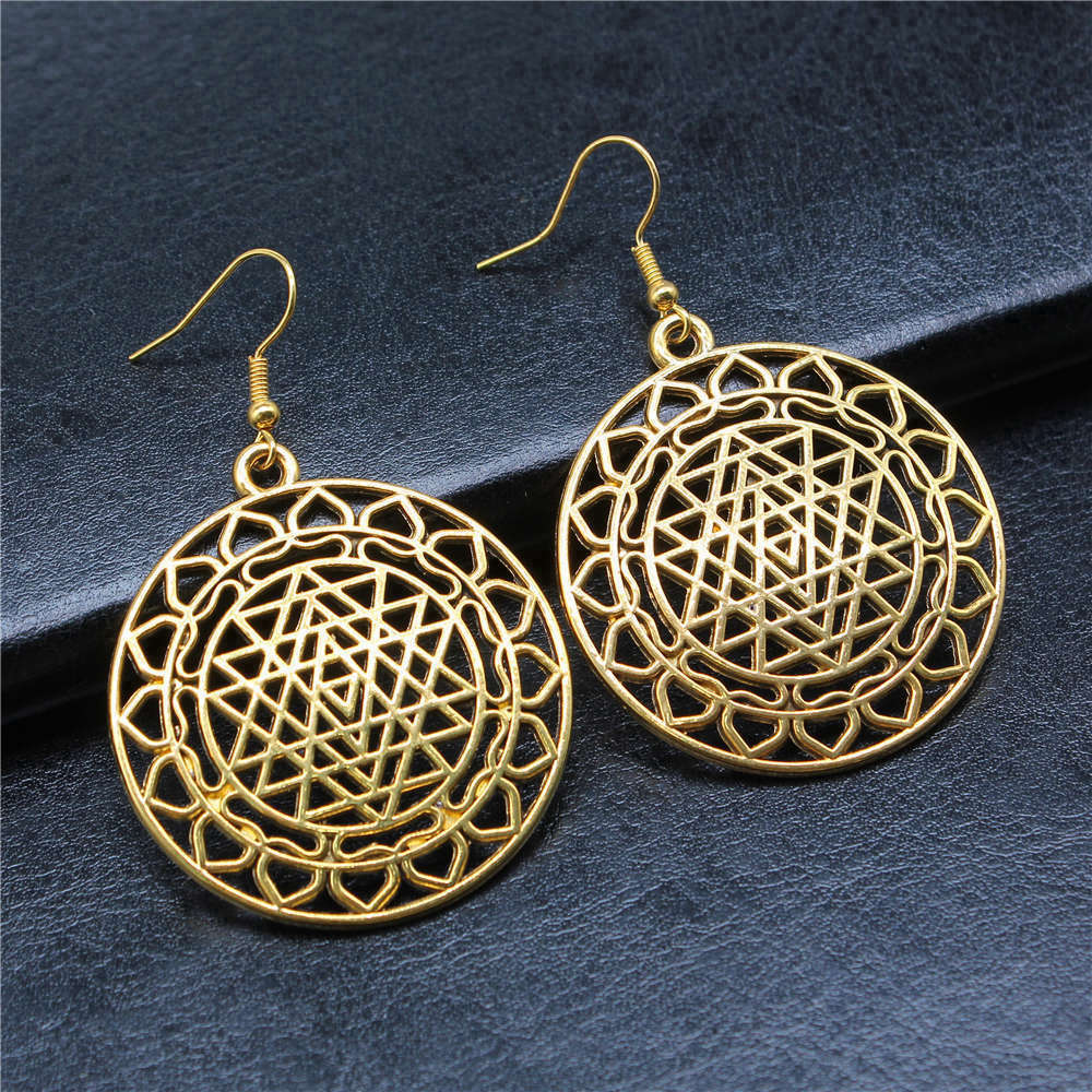 1pair Sri Yantra Pattern ear p - Jewelry Making For Couples ulasan dan harga