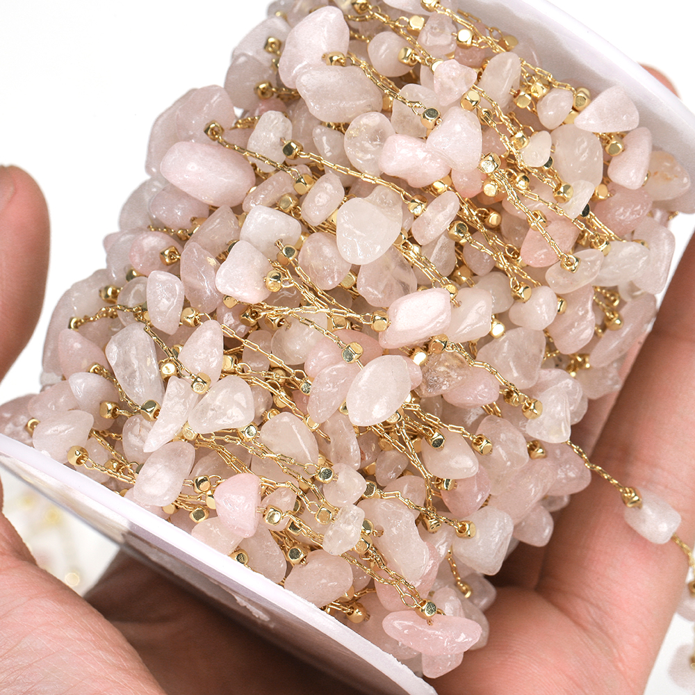 1meter Stone Chain Light Pink  - Jewelry Making Light ulasan dan harga