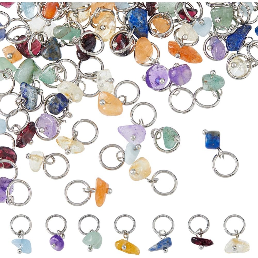 84Pcs 7 Colors Stone Pendants  - Jump Ring Assorted ulasan dan harga