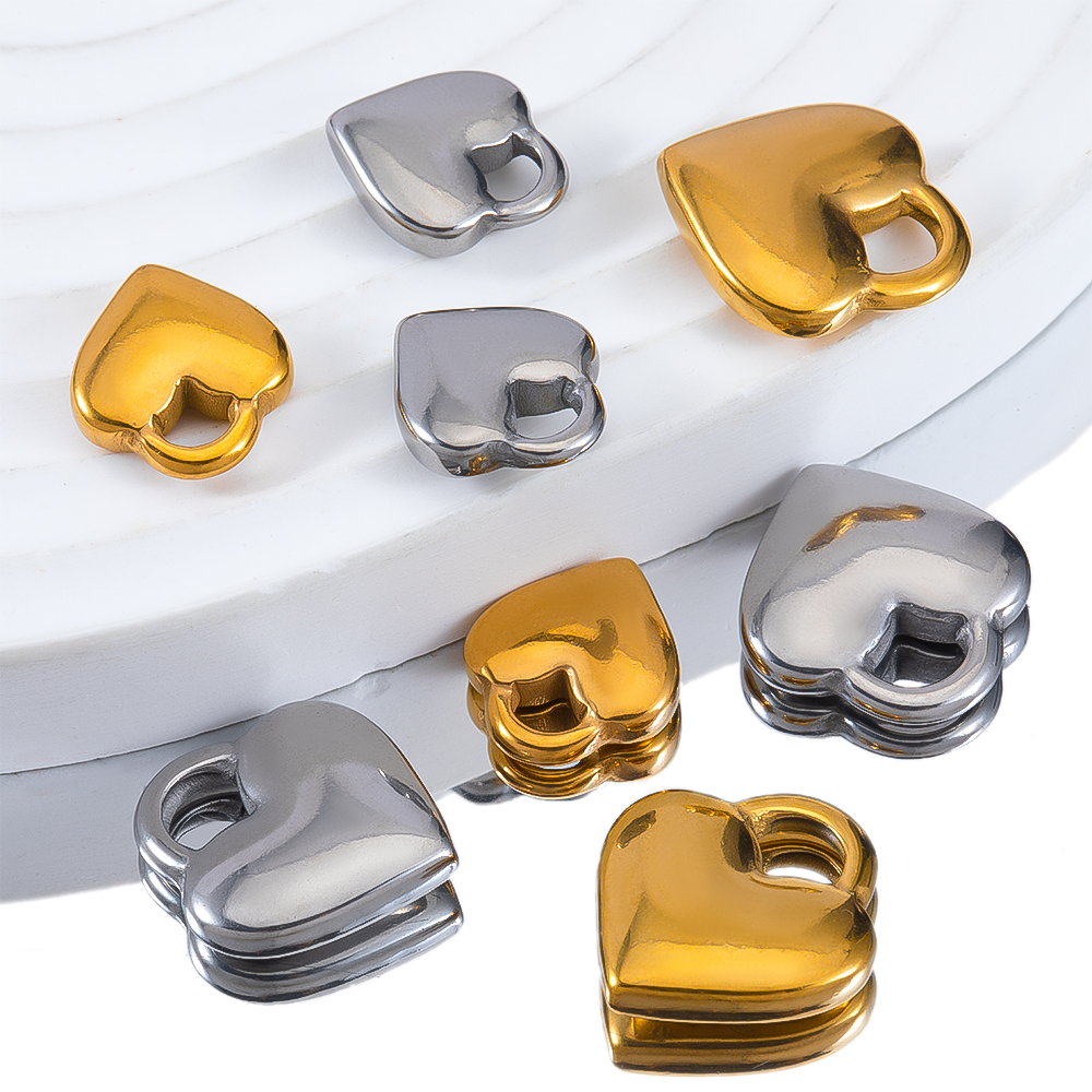 5pcs Glossy Heart Lock Charm S - Jewelry Making For Couples ulasan dan harga
