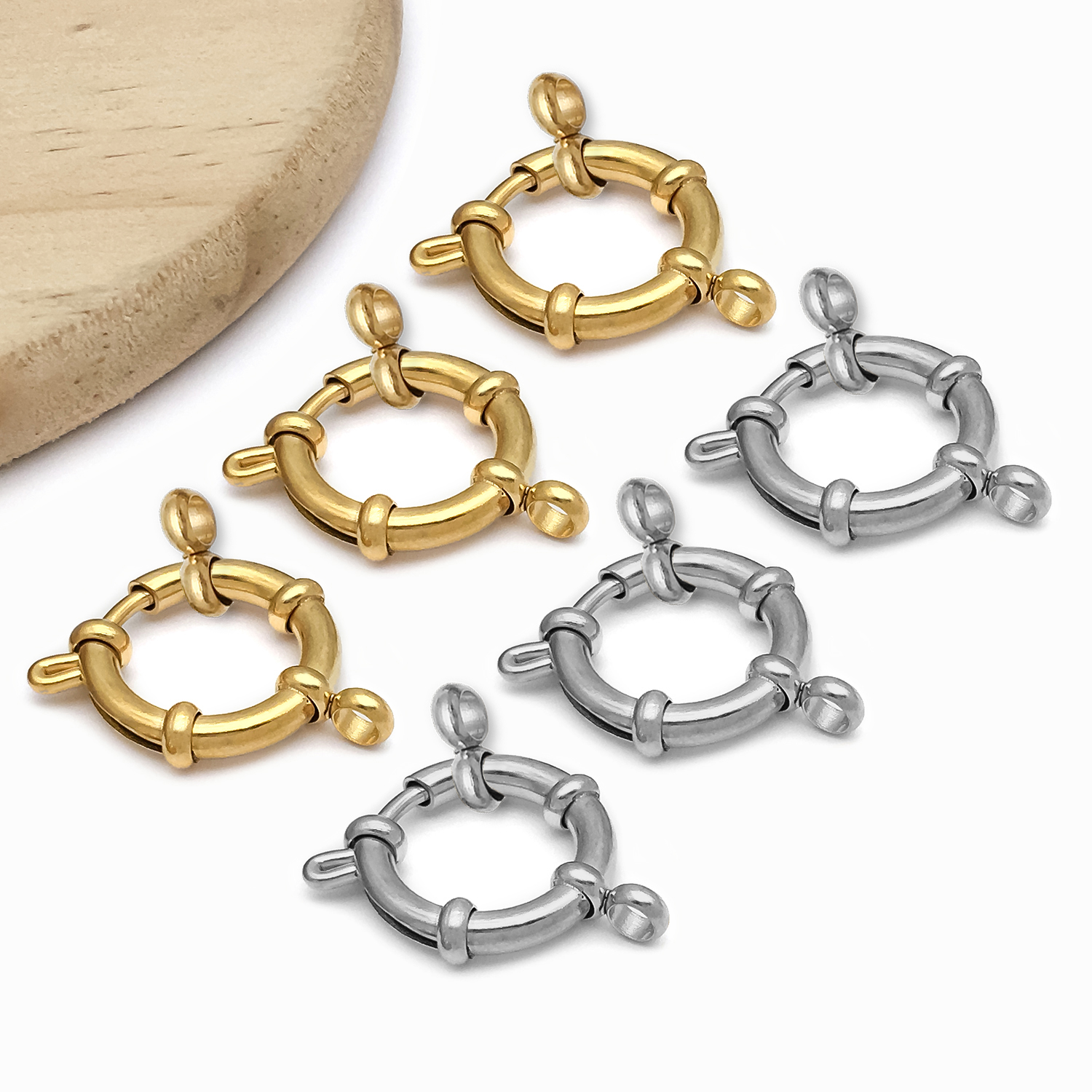 2pcs Stainless Steel Round Cla - Jewelry Making Factory ulasan dan harga