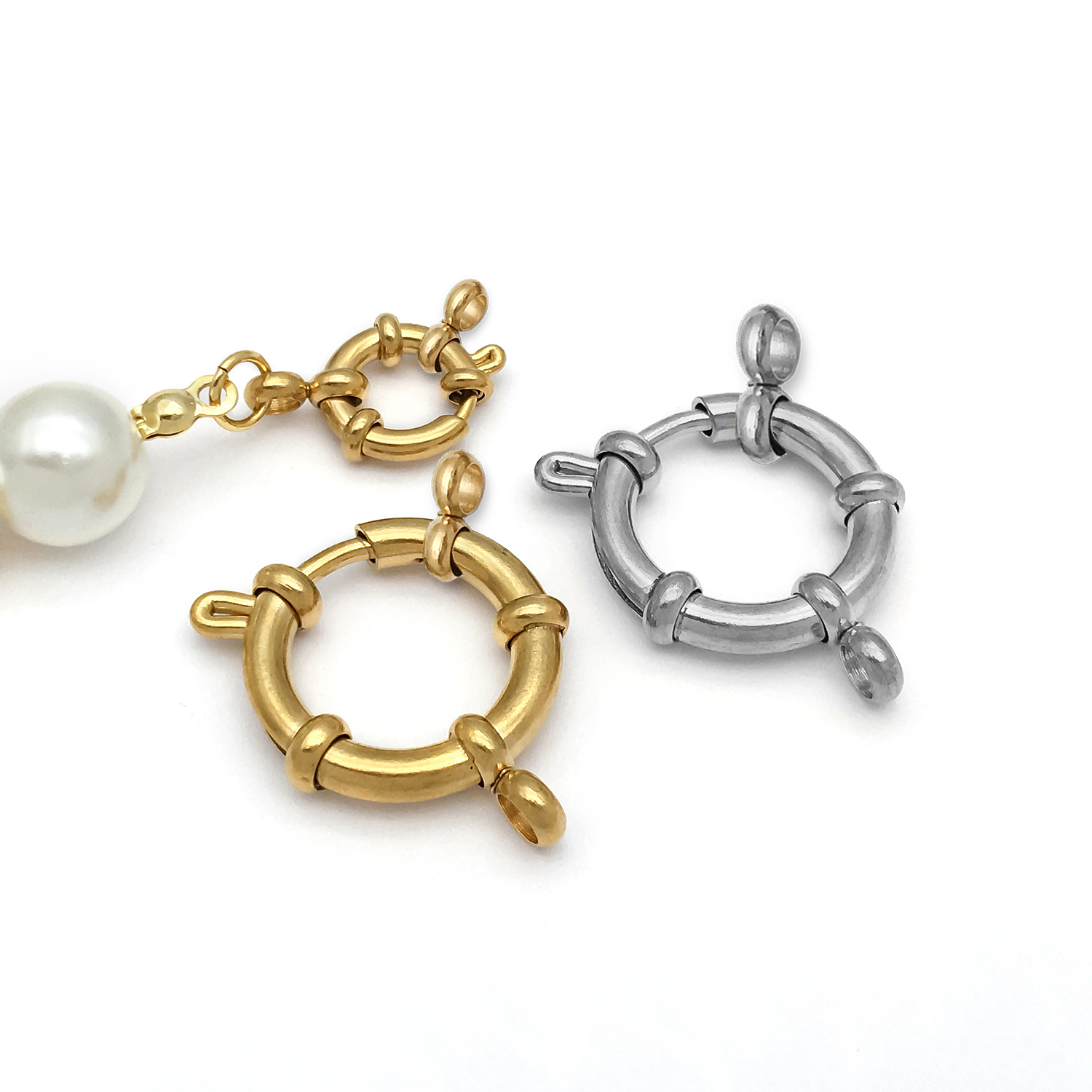 2pcs Stainless Steel Round Cla - Jewelry Making Factory ulasan dan harga
