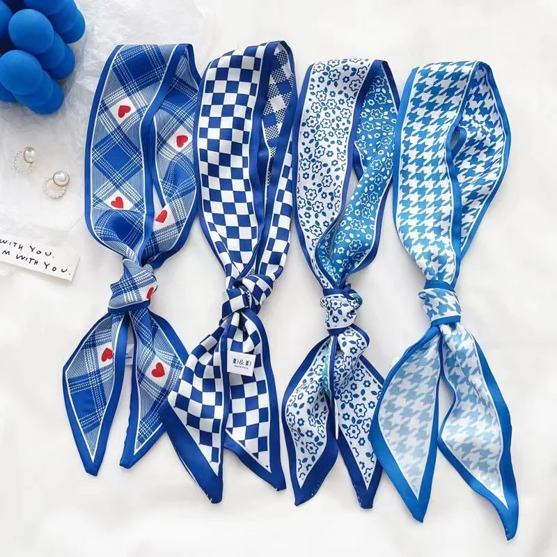 Klein blue silk scarf new chec - Jewelry Making Adults ulasan dan harga