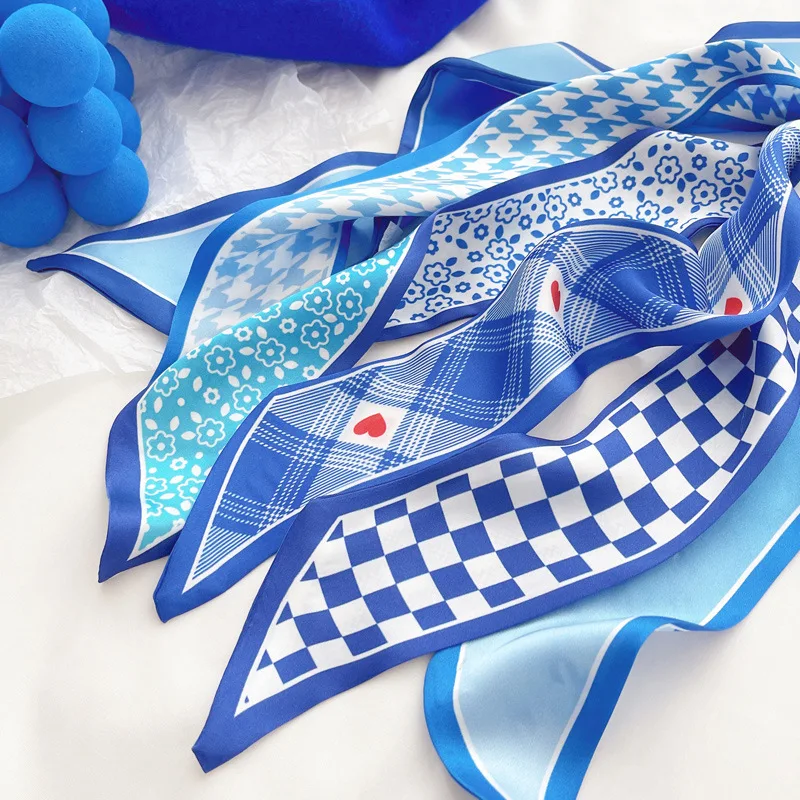 Klein blue silk scarf new chec - Jewelry Making Adults ulasan dan harga