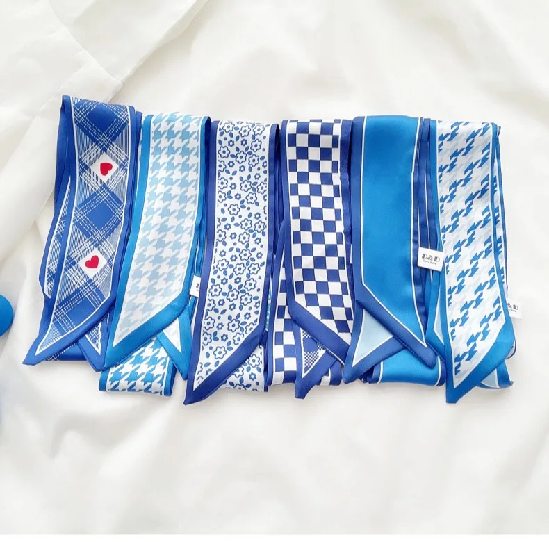 Klein blue silk scarf new chec - Jewelry Making Adults ulasan dan harga