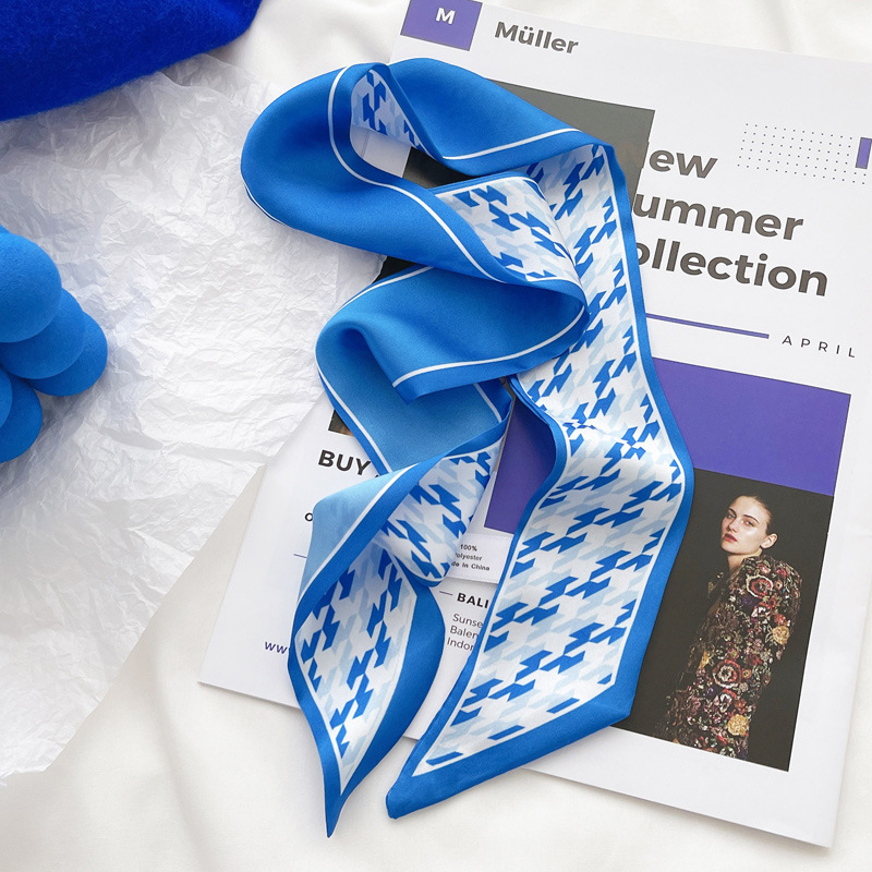 Klein blue silk scarf new chec - Jewelry Making Adults ulasan dan harga